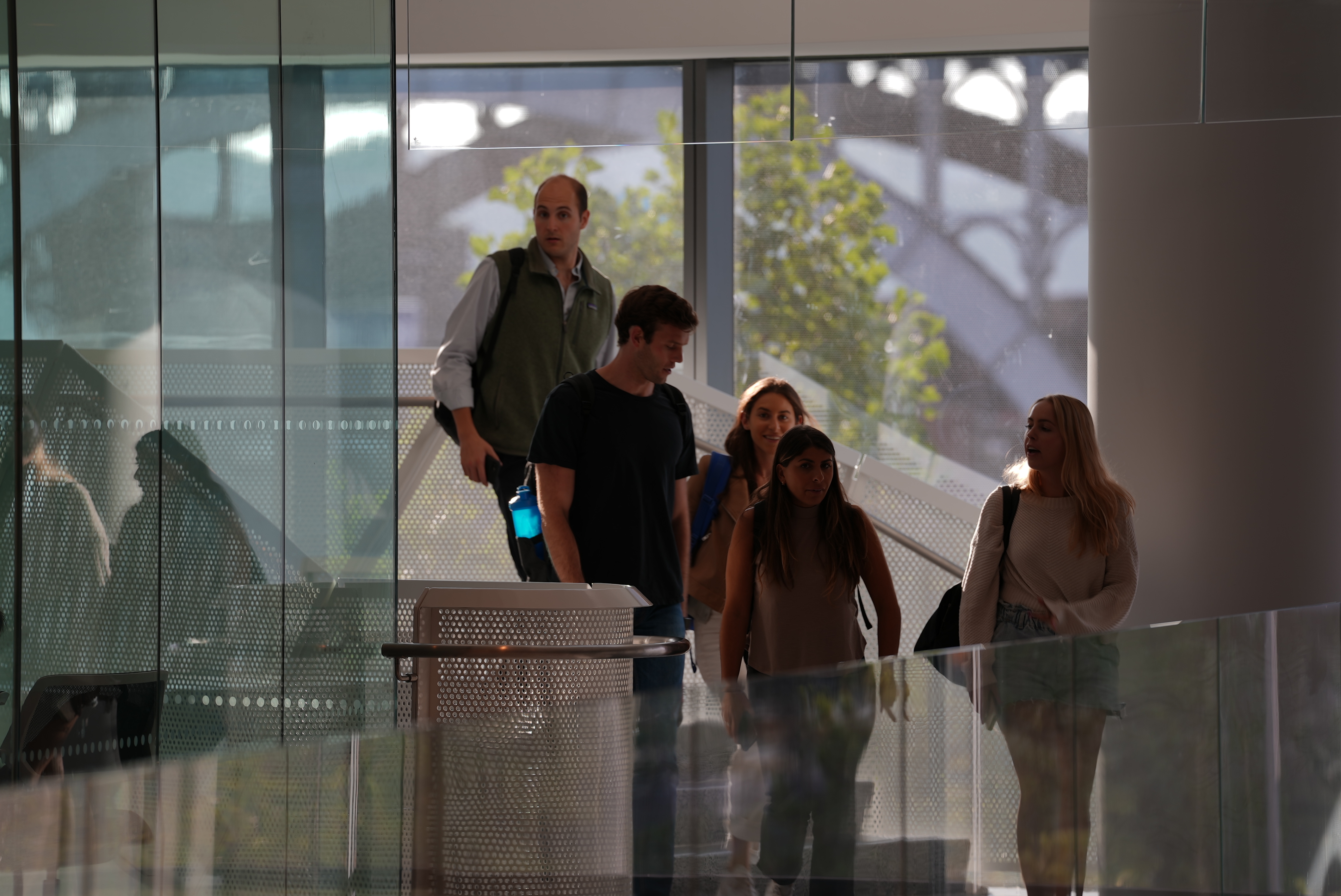 Students in hallway of Geffen Hall