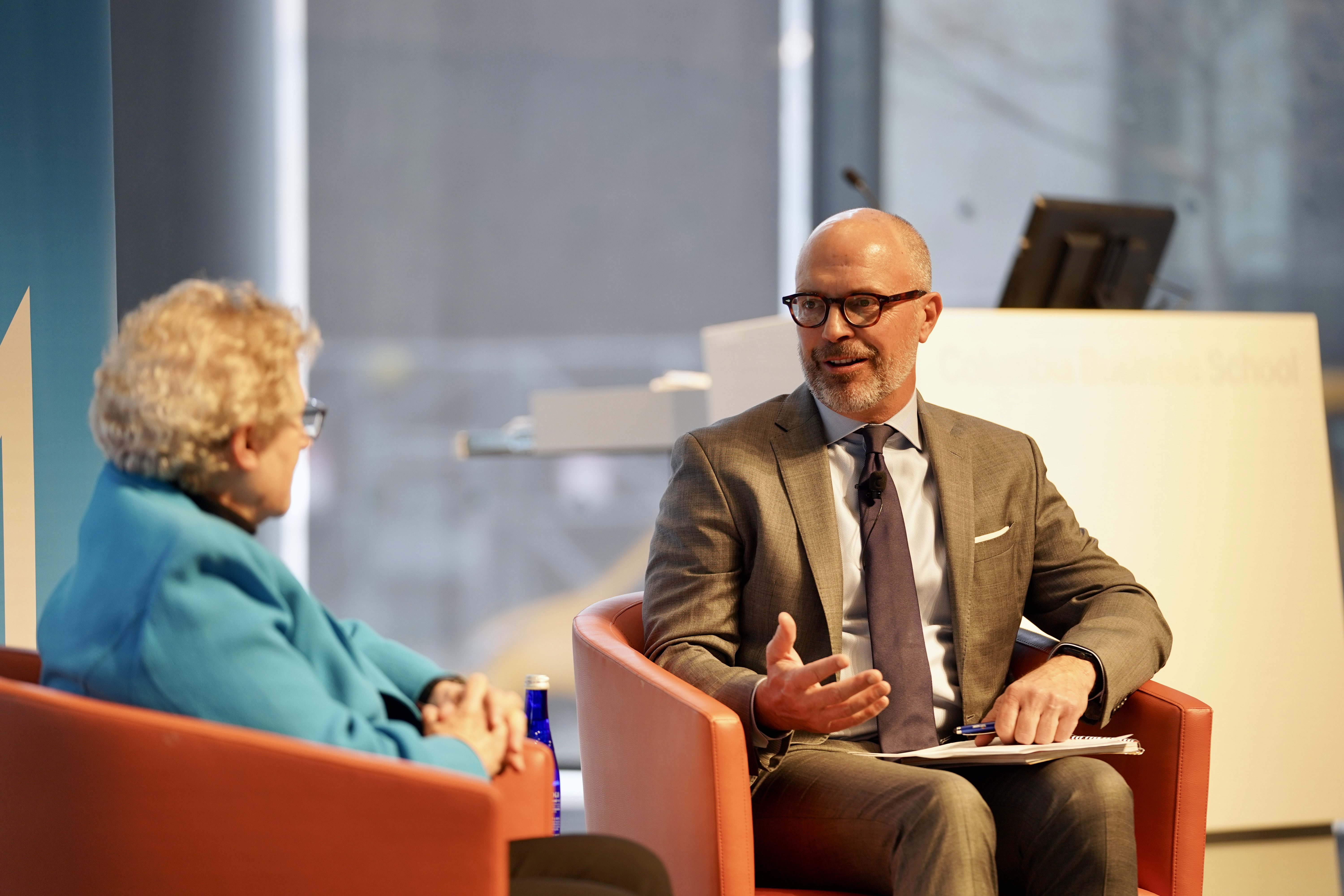 Professor Brett House, right, with Professor Abby Joseph Cohen