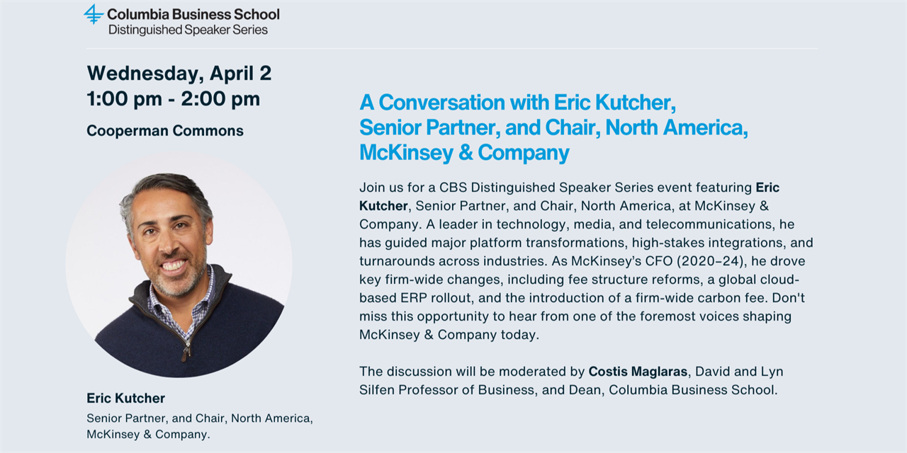 CBS Distinguished Speaker Series: A Conversation with Eric Kutcher image