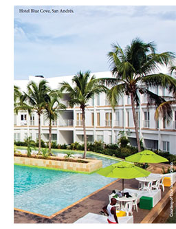 image of a poolside courtyard in a hotel
