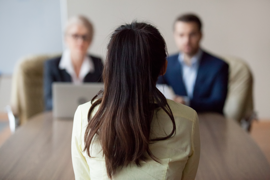 A woman at a job interview