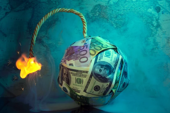 A ball of currencey in the shape of a bomb with a lit fuse.