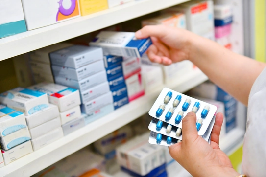 Drugs in a pharmacy