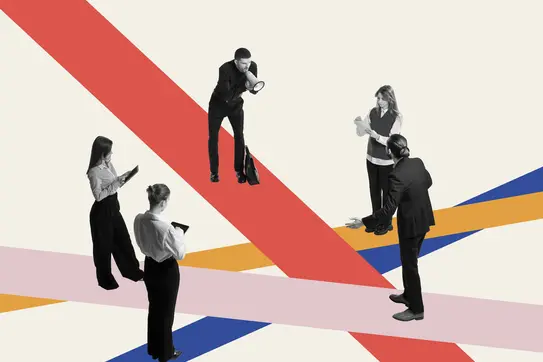 Illustration of people debating
