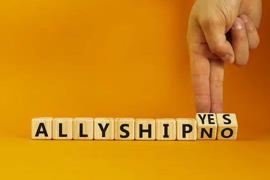 Allyship yes-no symbol concept words in wooden-cubes. Photo by Dzmitry Dzemidovich on Dreamstime.com