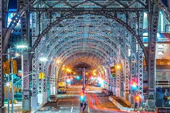 Traffic in the morning under the 12th Avenue Viaduct