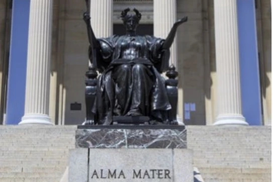 Alma Mater, sitting queenly outside the Low Library
