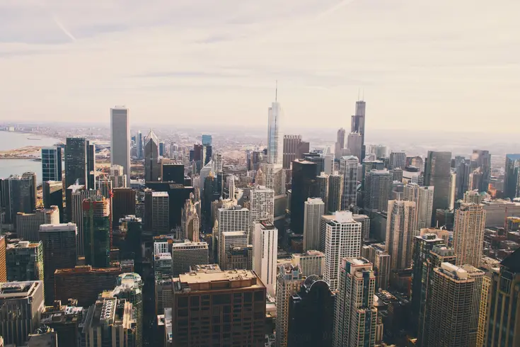 Arial view of Manhattan with the Freedom Tower