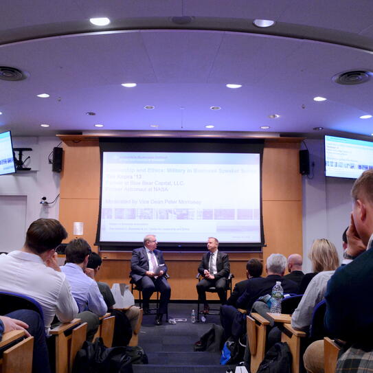 Stage with Tim Kopra and moderator